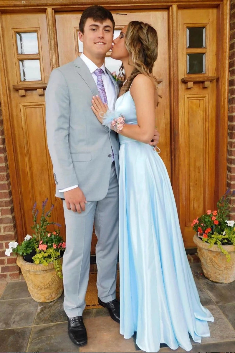 Light blue prom sale dress and tux