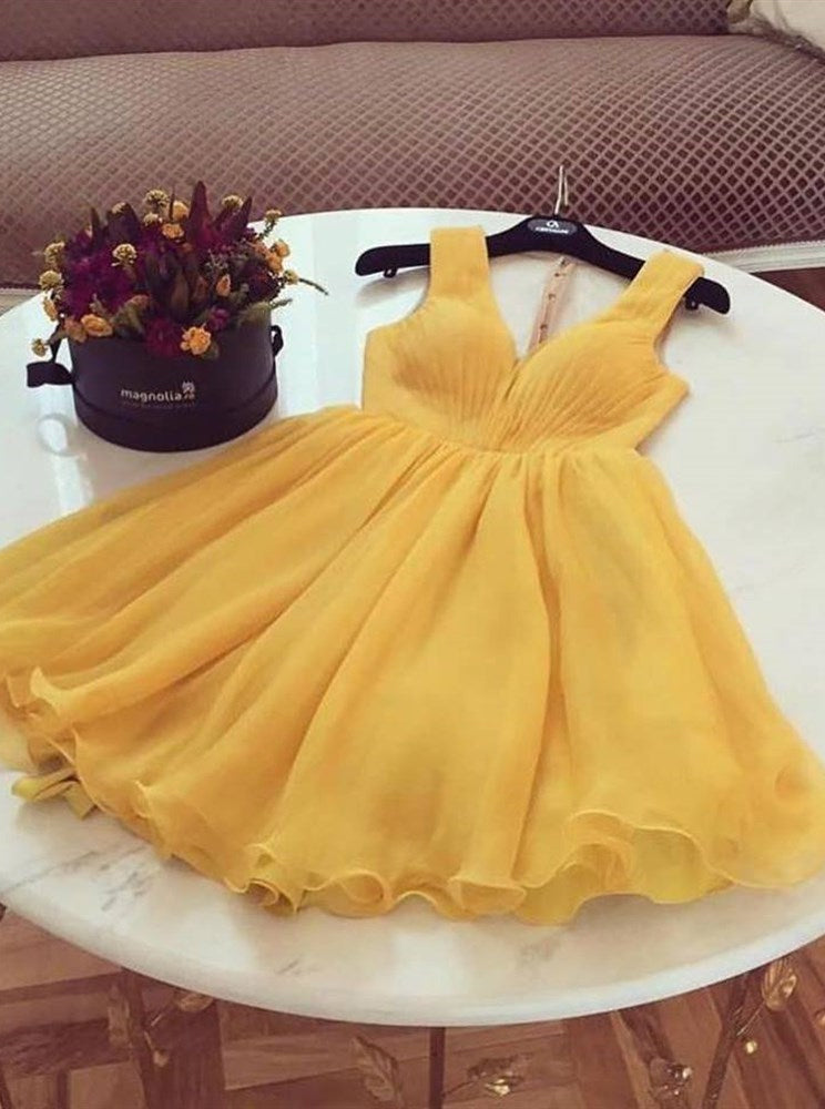 yellow graduation dress short Chic A-line V-neck Homecoming Dresses OM Women's Ultrasoft Denim Puff-Sleeve easteredit23 Color:Brandied Melon youthful touch thats both