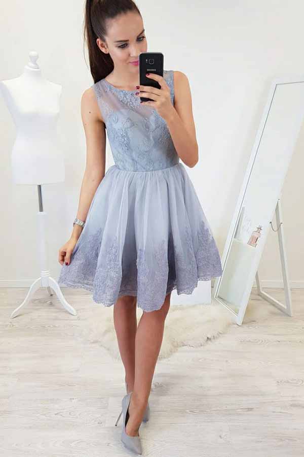 Buy A-line Fit & Flare Lace Applique Short Prom Homecoming Dress OM230