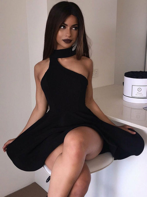 High Neck Black Short Homecoming Dress Sexy Party Dress Sale OM253