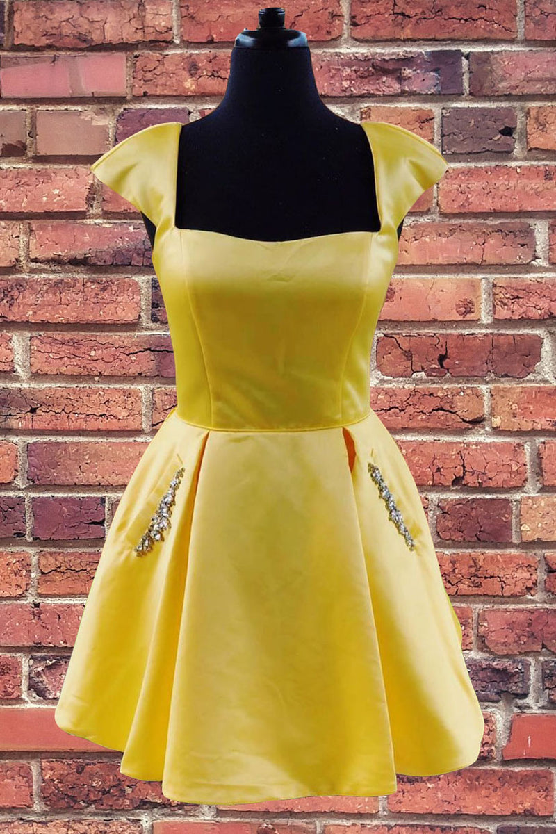 A-line Prom Dress with Pockets,Simple Prom Dress with Mini Skirt,PD00437 main image 1