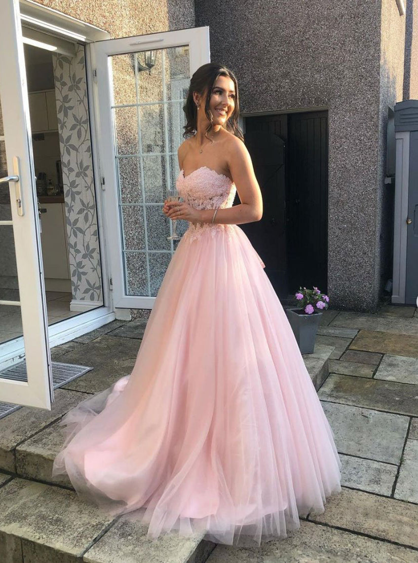 Pink Prom Dresses Uk Shop Pink Sweetheart Tulle Lace Long Prom Dress, Pink Lace Eveing Dress Pink Prom Dresses Uk Shop Pink Sweetheart Tulle Lace Long Prom Dress, Pink Lace Eveing Dress