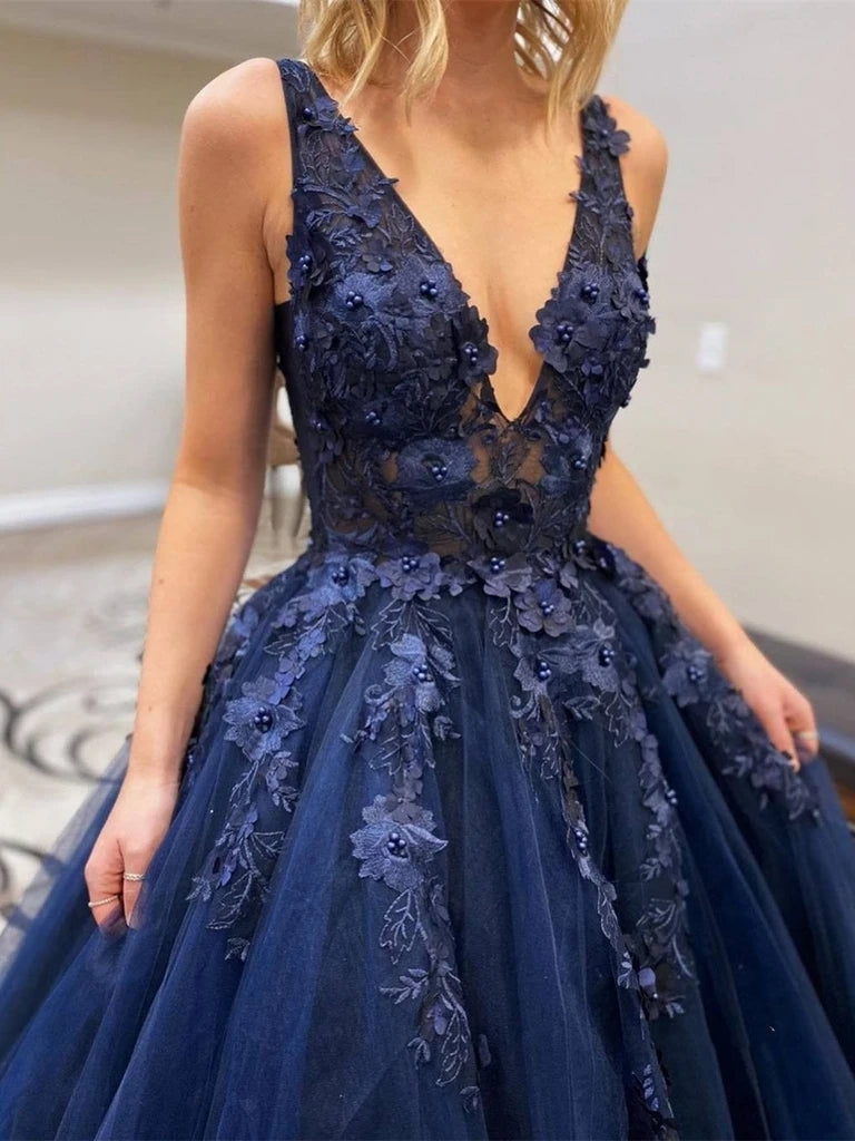 V Neck Navy Blue Occasion Dresses Uk A-line V Neck Appliques Navy Blue Prom Dresses PO433 V Neck Navy Blue Occasion Dresses Uk A-line V Neck Appliques Navy Blue Prom Dresses PO433