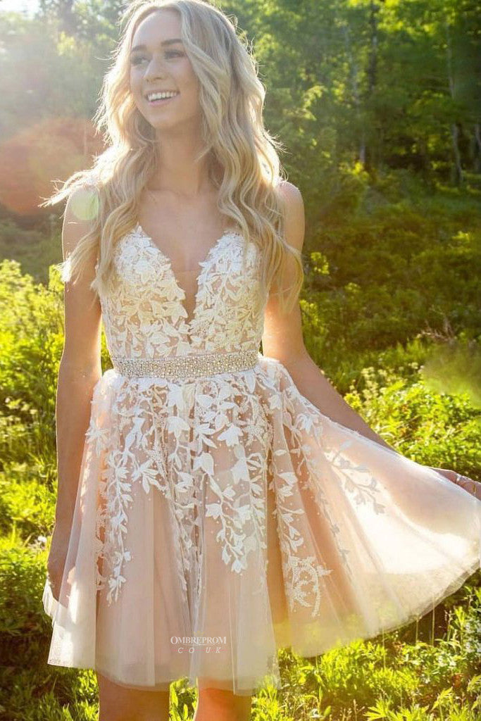 white short prom dresses uk White lace satin short prom dress white lace homecoming dress