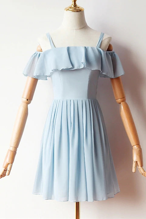 Simple A-line chiffon short prom dress, chiffon simple and elegantbridesmaid dress main image 0