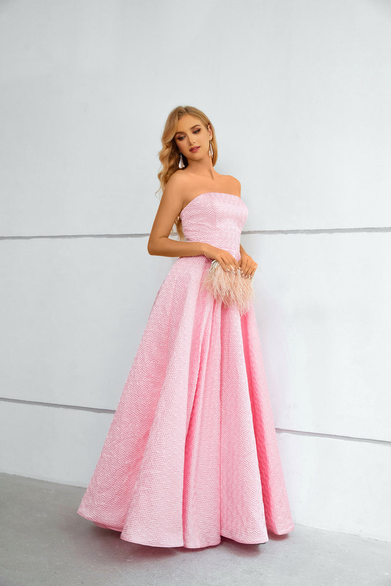 Pink strapless best sale ball gown