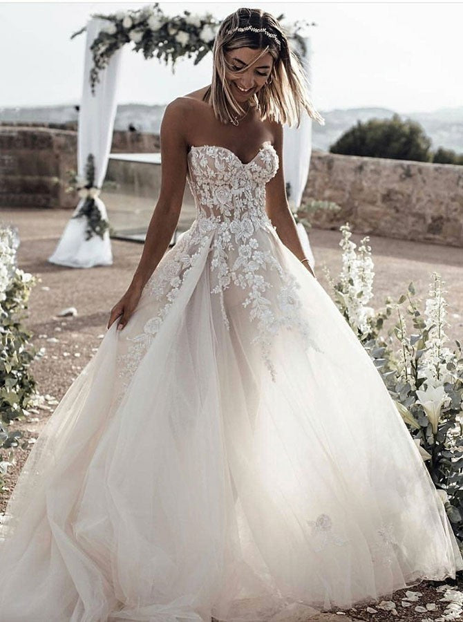 Buy Ivory Sweetheart Tulle Applique Wedding Dress, Beach Bridal Gown OW416 Buy Ivory Sweetheart Tulle Applique Wedding Dress, Beach Bridal Gown OW416