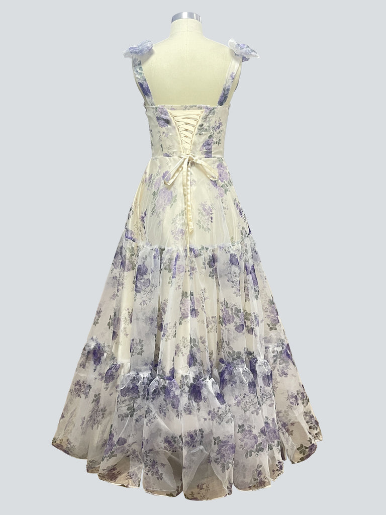 Elegant A-line Floral Long Prom Dresses, Evening Dresses