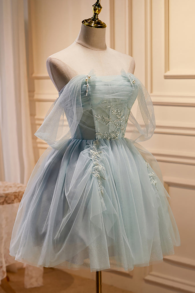 Glitter Off-the-shoulder Appliques Tulle Homecoming Dress LJ0564 Glitter Off-the-shoulder Appliques Tulle Homecoming Dress LJ0564