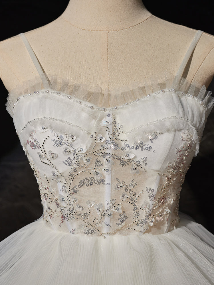 Sleeveless High Low New Arrival Spaghetti Straps Wedding Dresses