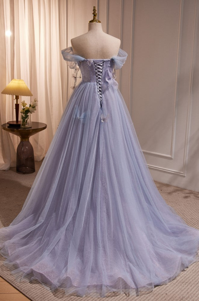 Princess Strapless Party Gown Purple Tulle Long Prom Dresses Princess Strapless Party Gown Purple Tulle Long Prom Dresses