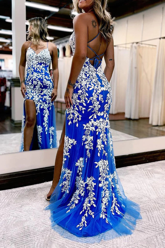 Mermaid v clearance neck prom dress