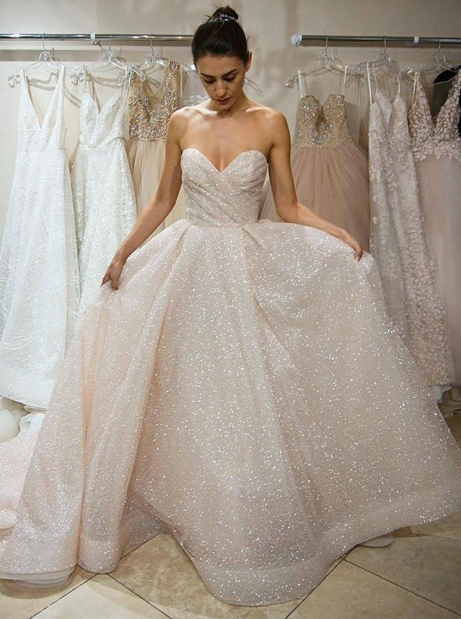Buy Sparkly A-Line Sweetheart Wedding Dresses Sequins Bridal Dress OW481 Buy Sparkly A-Line Sweetheart Wedding Dresses Sequins Bridal Dress OW481