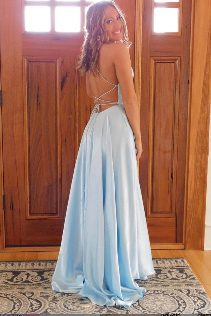 Simple Sky Blue Backless Long Prom Dress Evening Dress Simple Sky Blue Backless Long Prom Dress Evening Dress