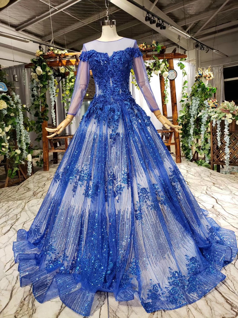 Sparkly Princess Royal Blue Quinceanera Dresses Lace Appliques Ball Gowns  Sweet 16 Dress vestido de debutante para 15 anos - AliExpress