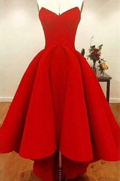 Sweetheart High Low Red Short Prom Dress Graduation Dress OM485