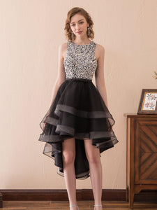 Sleeveless Bateau Black Homecoming Dress With Sequins Short Prom Dress AS17612