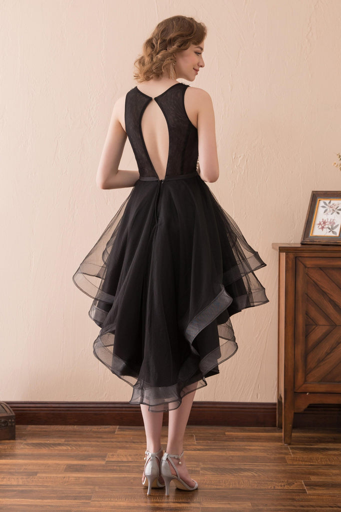Sleeveless Bateau Black Homecoming Dress With Sequins Short Prom Dress AS17612