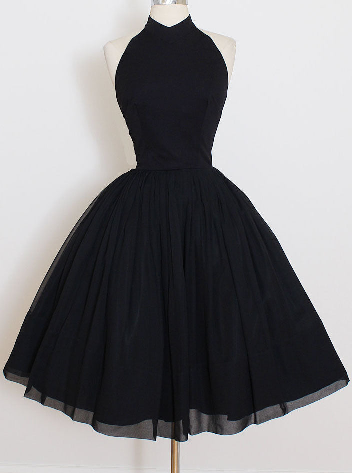 Elegant Black Short Prom Dresses, Halter Homecoming Party Dress OM464 Elegant Black Short Prom Dresses, Halter Homecoming Party Dress OM464