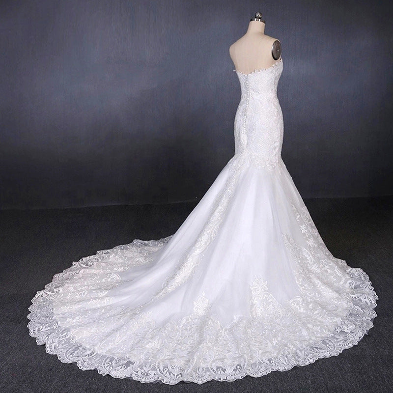 Sweetheart Lace Wedding Dresses, Mermaid Lace Appliques Bridal Gown OW554