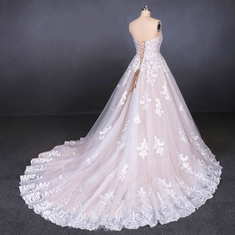 Strapless Ball Gown Lace Wedding Dresses With Appliques OW577