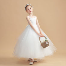 Ivory Straps Flower Girl Dress With Lace Appliques