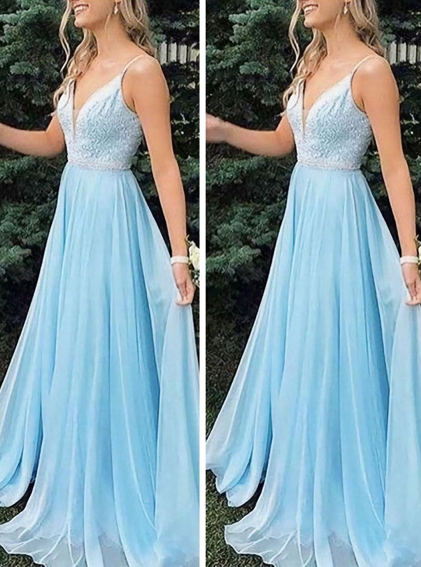 Sexy Light Blue Long Prom Dress Evening Dress PD1110
