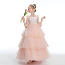 Layered Tulle Pink Ruffles Flower Girl dress With Bowknot