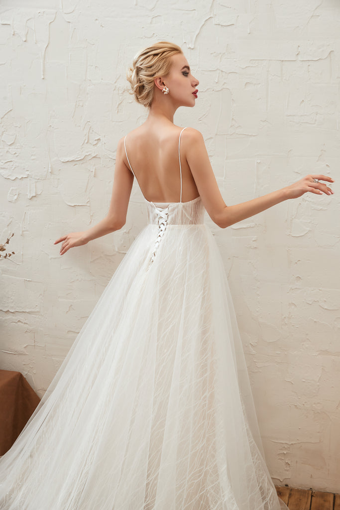 Sexy New V-Neck Backless Tulle Wedding Dresses AS28346