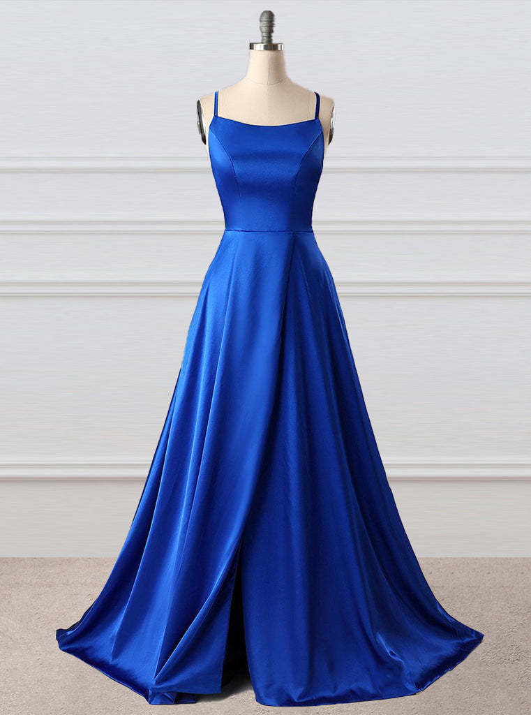 Buy A-Line Simple Royal Blue Side Split Backless Prom Dress PD1115 Buy A-Line Simple Royal Blue Side Split Backless Prom Dress PD1115