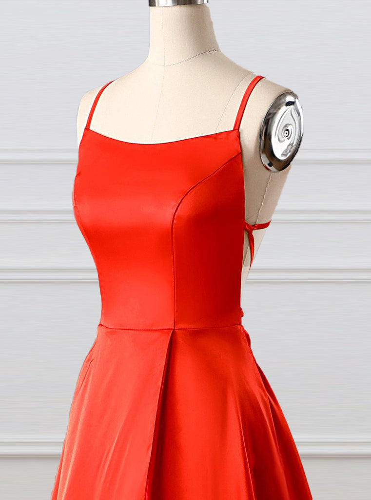 A-Line Simple Royal Blue Side Split Backless Prom Dress