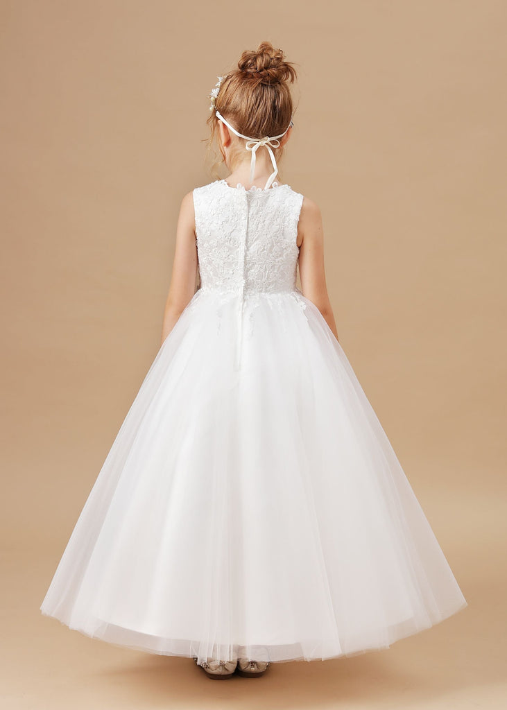 Sweetheart Tulle Appliques Sleeveless Flower Girl Dress