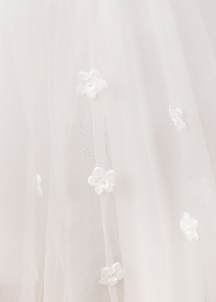 Applique Chic High Low Sleeveless Tulle Stain Flower Girl Dress With Bownet