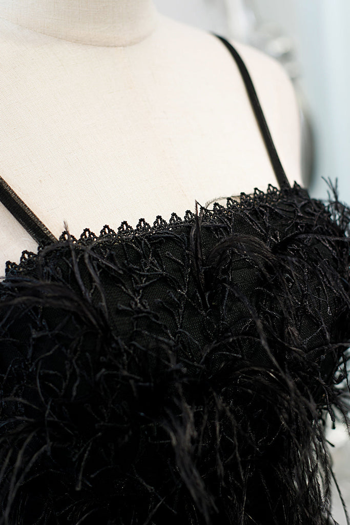Sweet Spaghetti Straps Little Black Dress Fairy Dress with Tulle Homecoming Dress