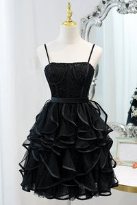 Little Black Dress with Sequins Simple Party Dress Homecoming Dress