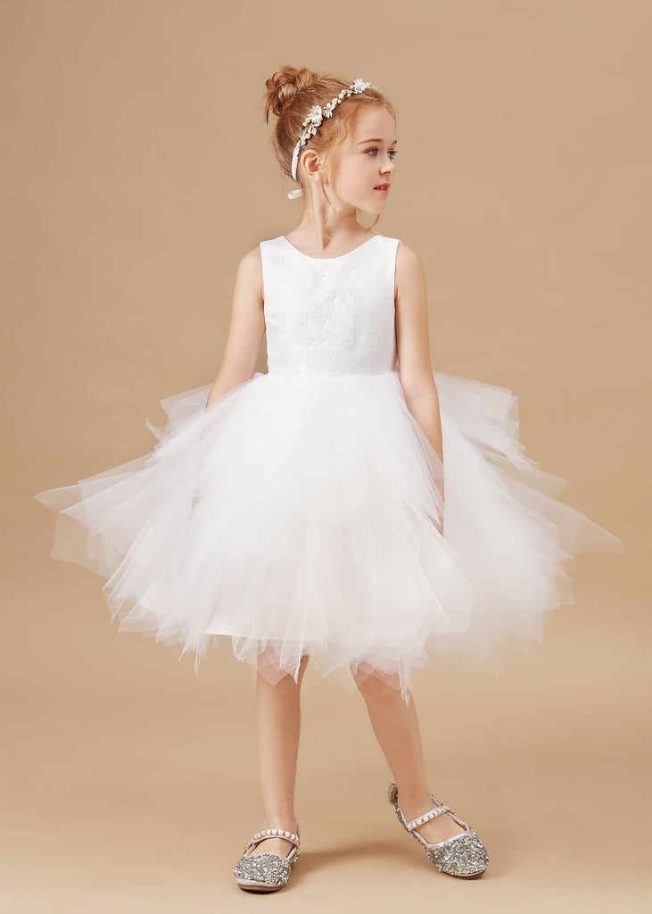 Lace Tulle Chic Sleeveless Flower Girl Dress