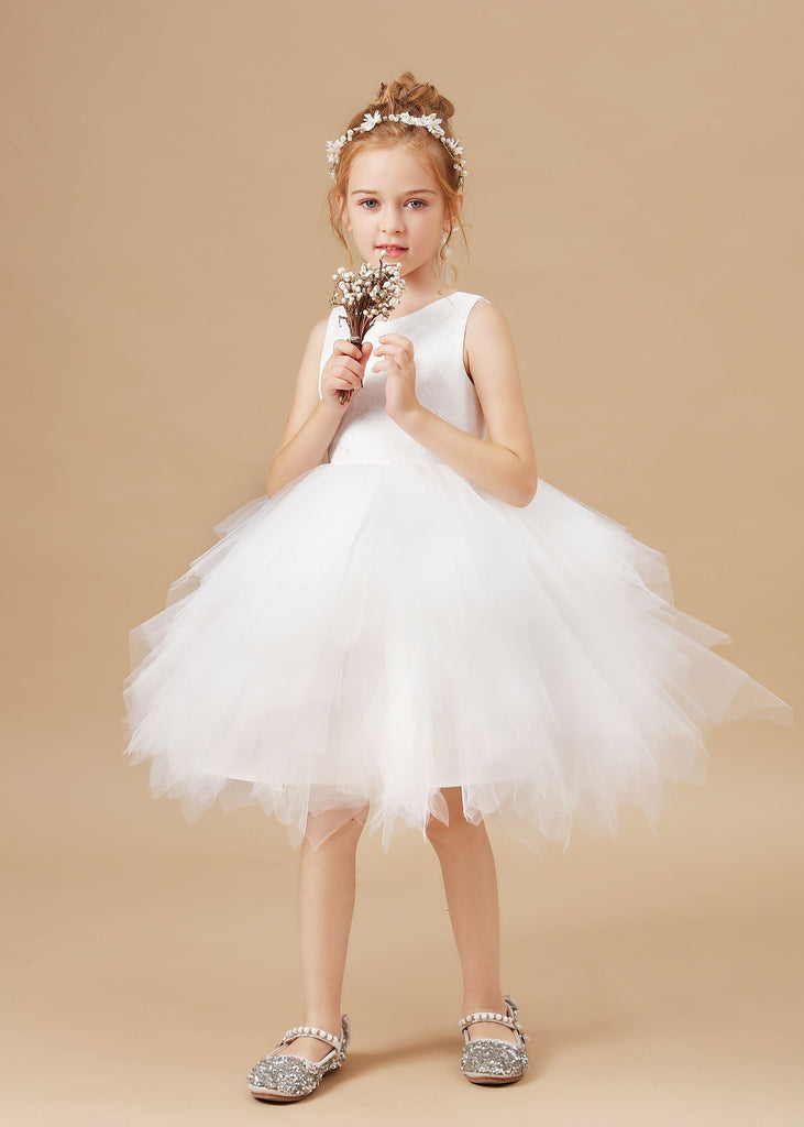 Lace Tulle Chic Sleeveless Flower Girl Dress