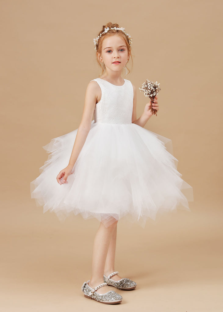 Lace Tulle Chic Sleeveless Flower Girl Dress