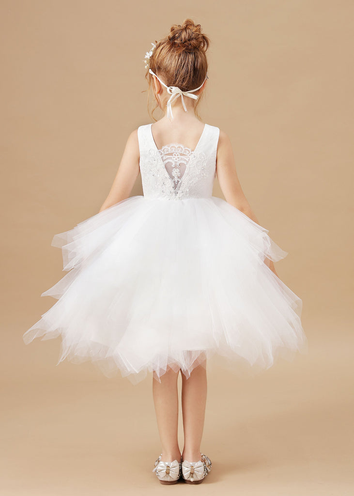 Lace Tulle Chic Sleeveless Flower Girl Dress