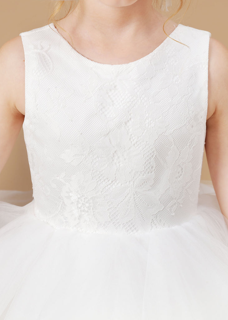 Lace Tulle Chic Sleeveless Flower Girl Dress