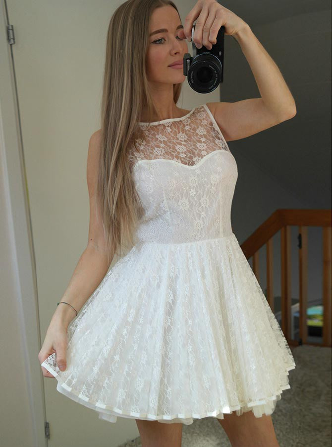short white prom dresses uk Simple White A-Line Off-the-Shoulder Short Prom Dress with Pleats DTH394 DressTok.co.uk