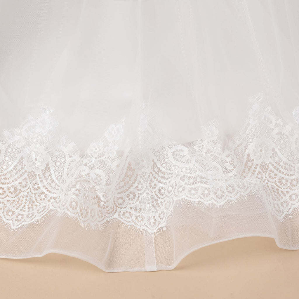 Tulle Satin Sleevelesss Lace Long Flower Girl Dresses