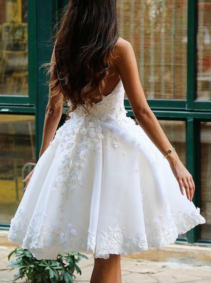 Sweetheart Tulle Homecoming Dress Ball Gown Short Wedding Dress OM116