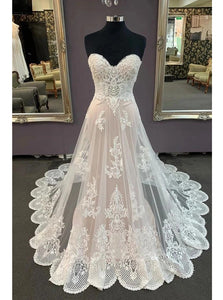 Sweetheart Lace Appliques Beach Wedding Dress, Cheap Bridal Dress OW702