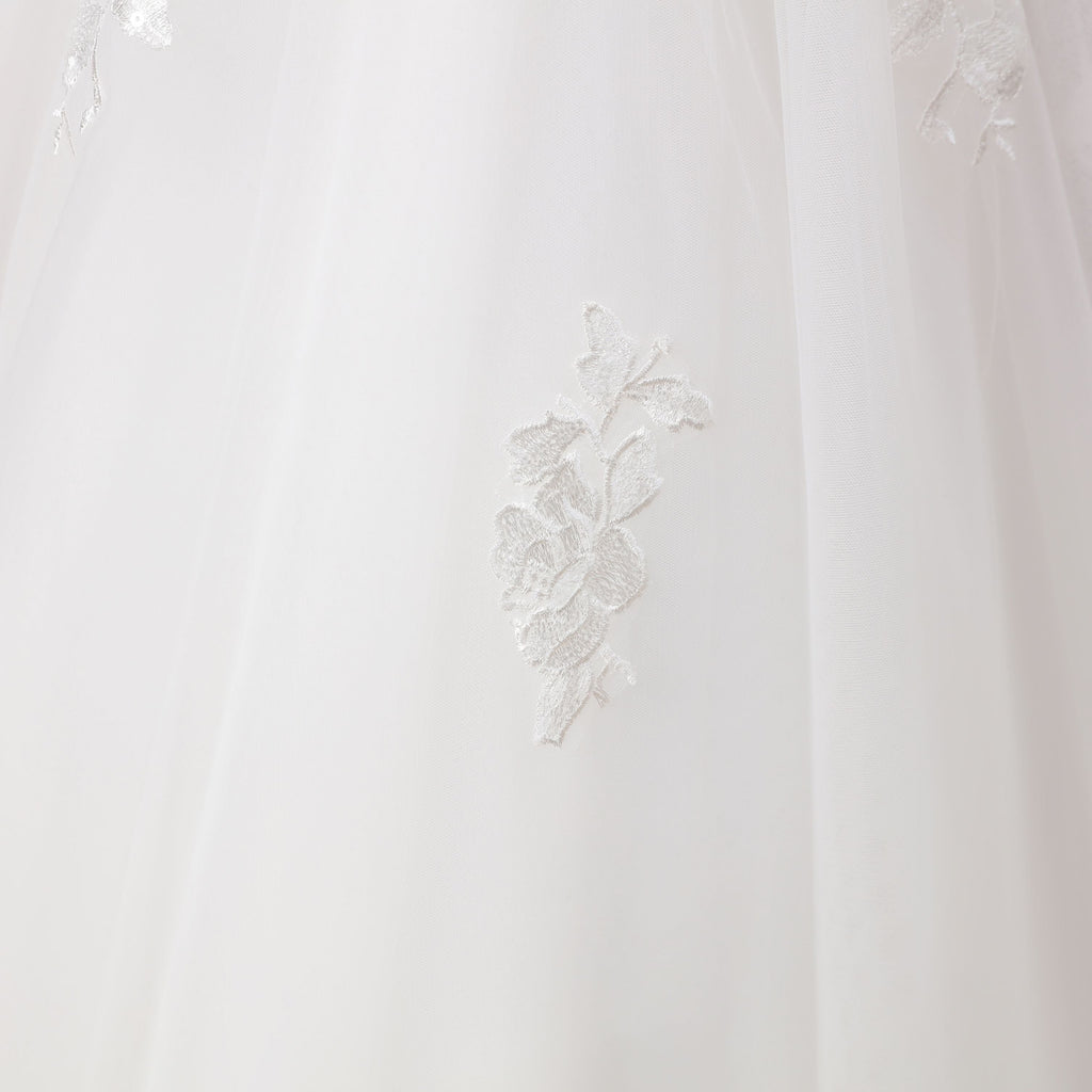 Champagne Bowknot Tulle Satin Ivory Sleeveless Flower Girl Dress