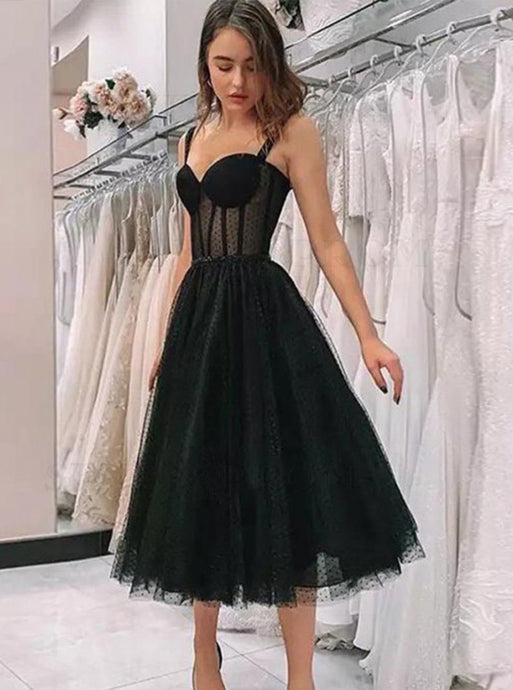 Cute Straps Short Prom Dress Black Fairy Vintage Homecoming Party Dresses PD1125