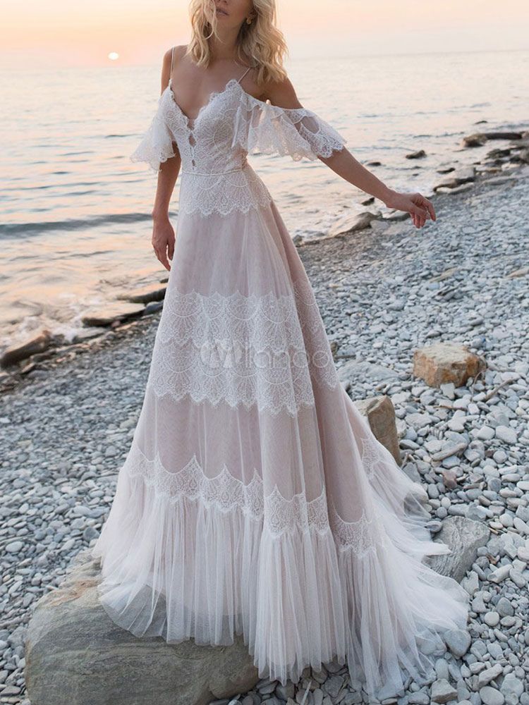 Long Sweetheart Heart Tulle Wedding Dress With Lace