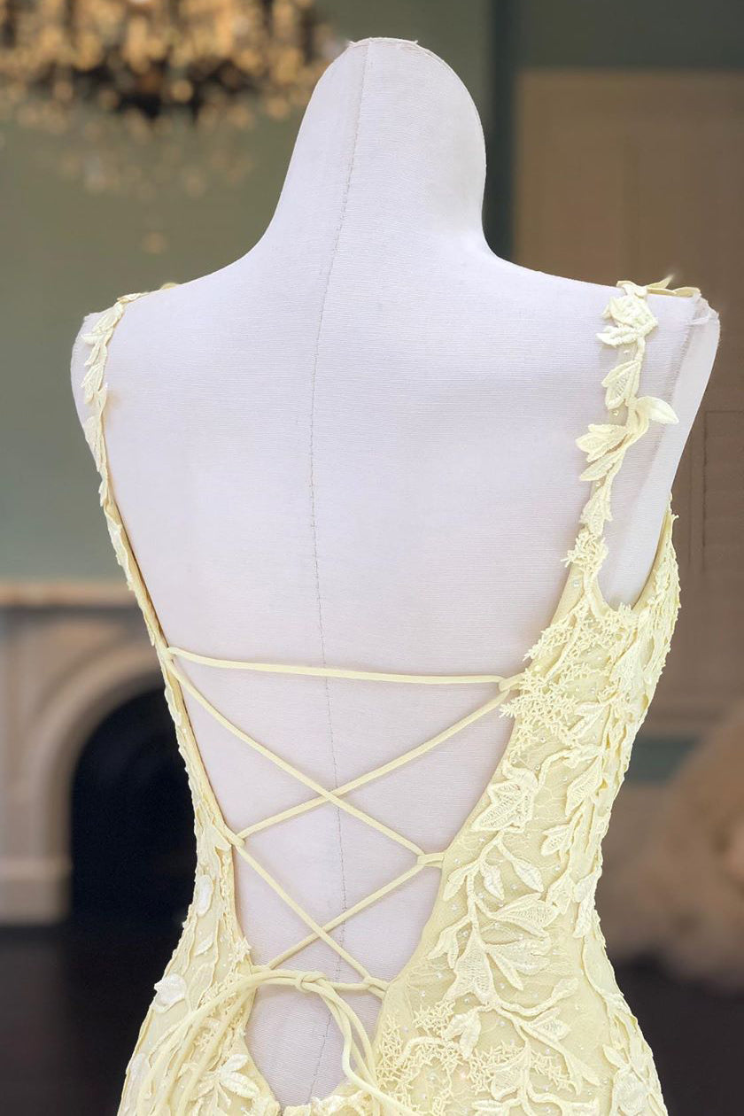 Princess Spaghetti Straps Appliqued Mermaid Prom Dresses Ruffle Formal Dress PO314