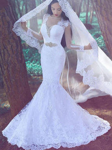 Sweetheart Applique Long Sleeves Trumpet/Mermaid Lace Wedding Dress OW183