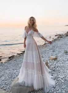Long Sweetheart Heart Tulle Wedding Dress With Lace